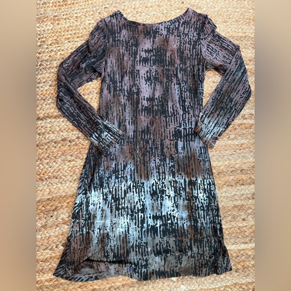 Art of Cloth Medium Tie Dye Boho Stretchy Long Sleeve Dress with ruched details - Picture 6 of 6